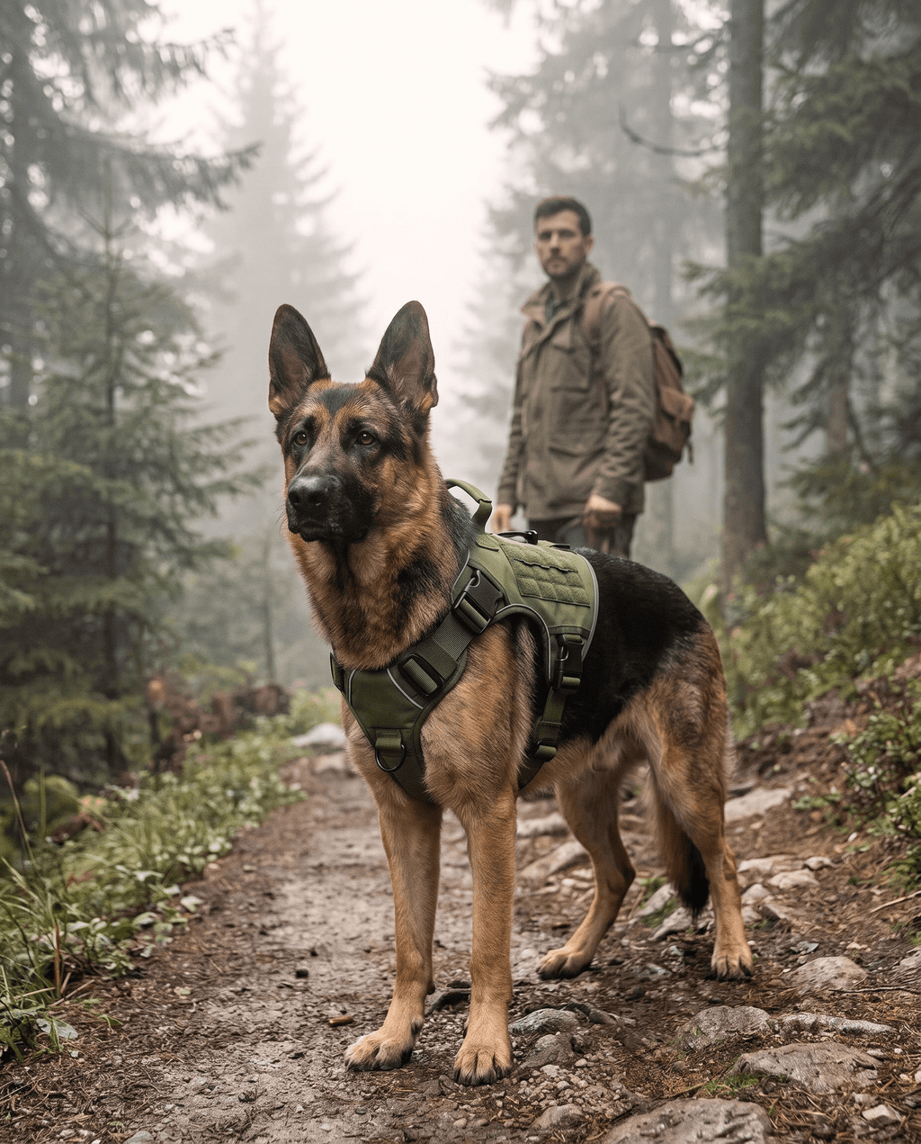 Form Harness — Sage on a forest trail