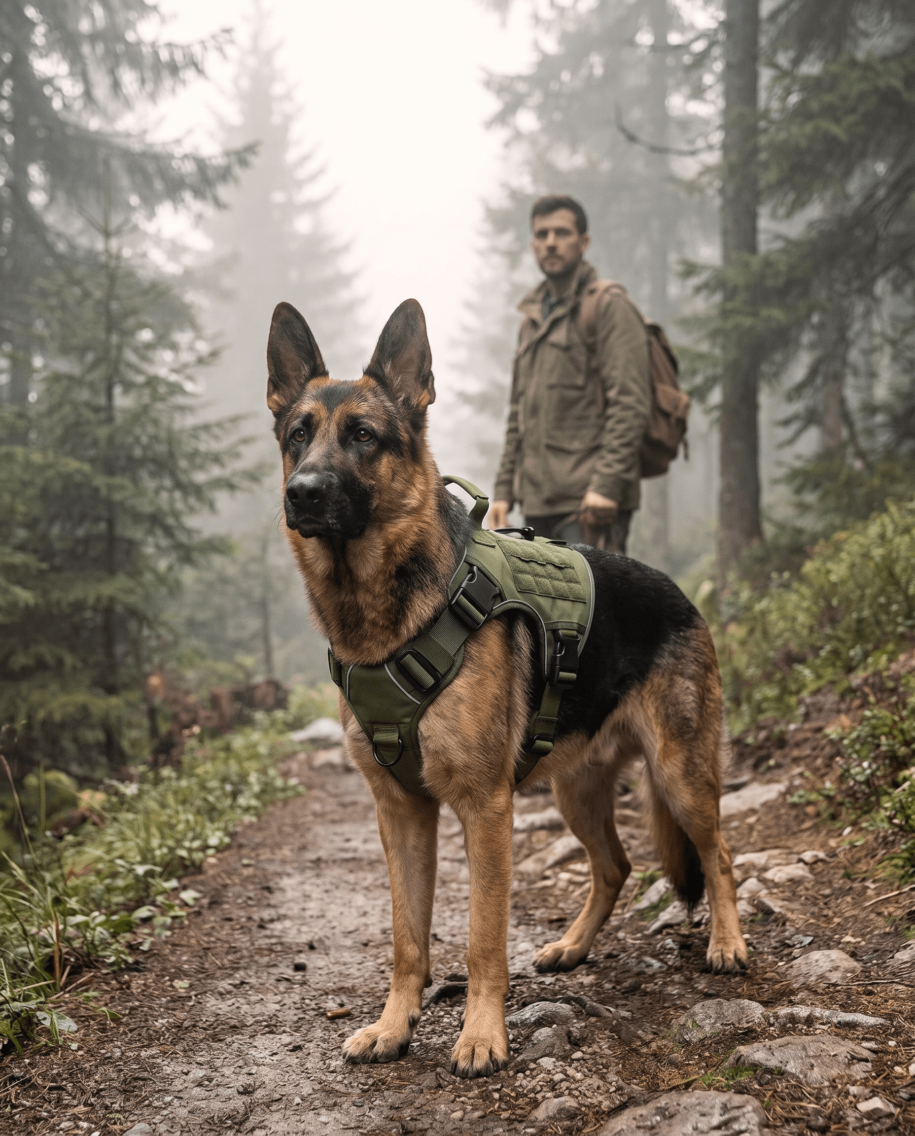 Form Harness — Sage on a forest trail