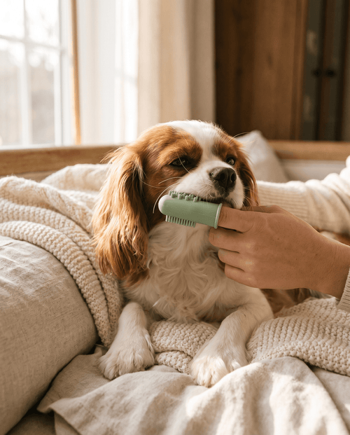 Form Finger Brush — Sage in use