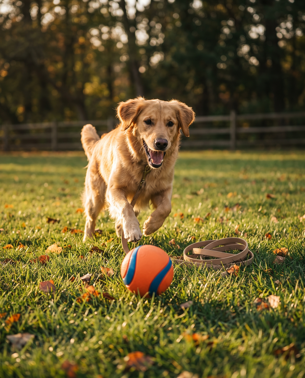 Dog chasing the Form Fetch Ball in a park